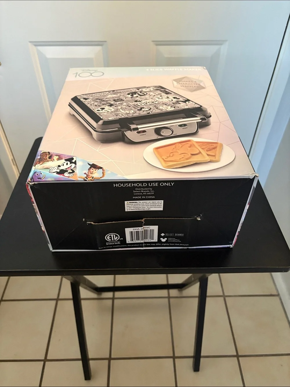 Disney Black and Silver 4-Slice Character Waffle Maker New never used